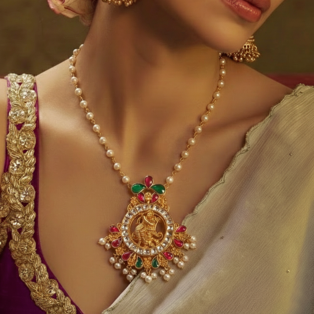 Silver Radha Krishna Nakash Pendant