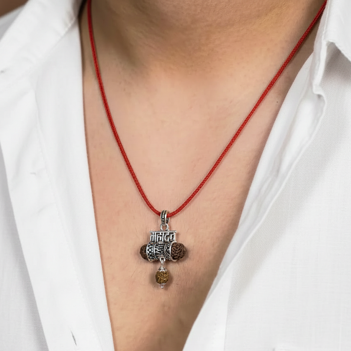 Silver 925 Mahadev Damru Rudraksha Pendant
