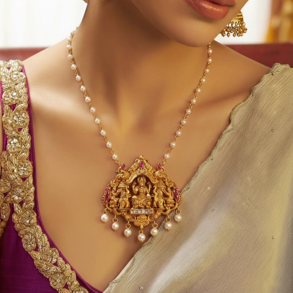 Silver 925 Gaja Lakshmi Pendant