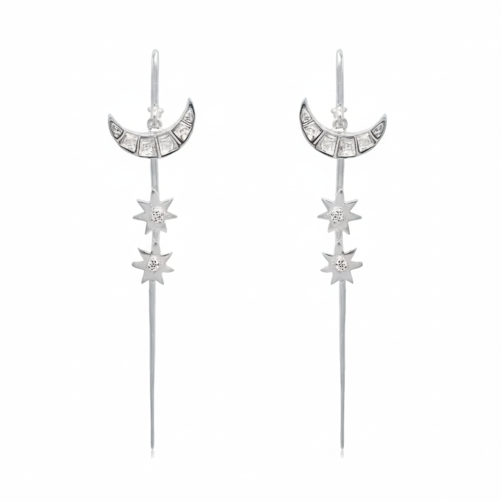 Silver Moon Star Earcuff