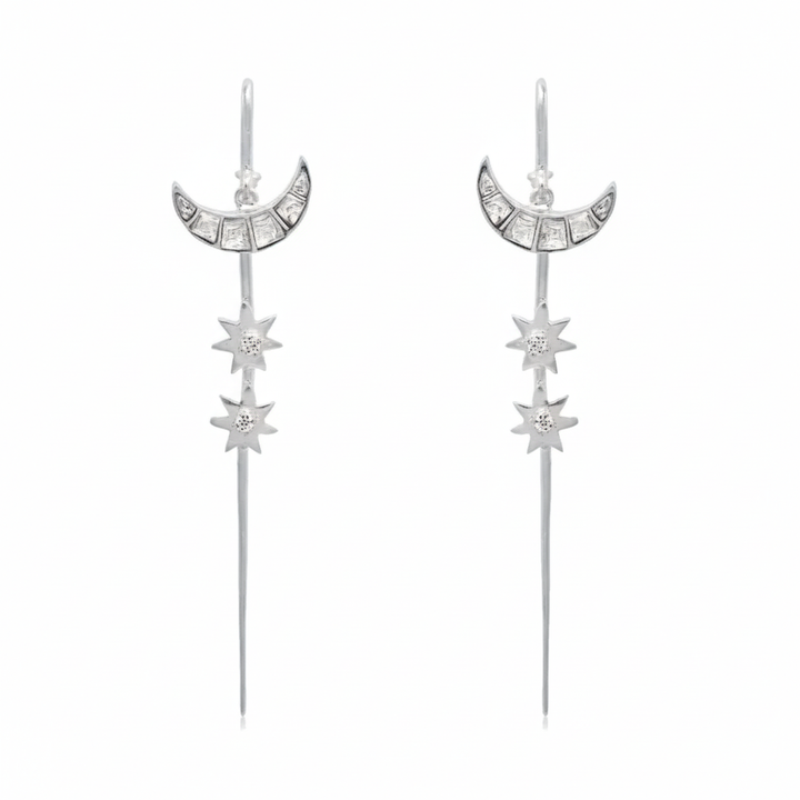 Silver Moon Star Earcuff