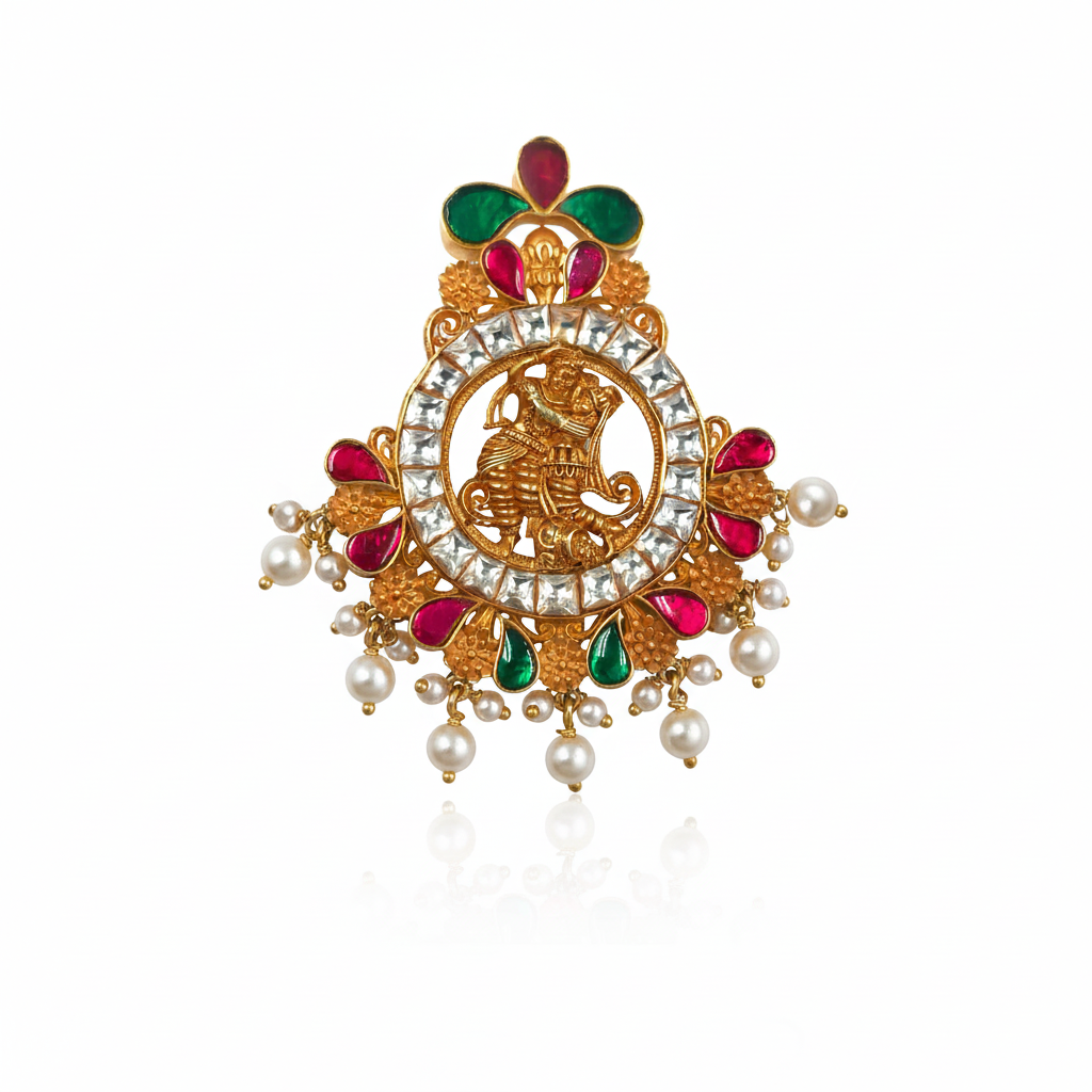 Silver Radha Krishna Nakash Pendant