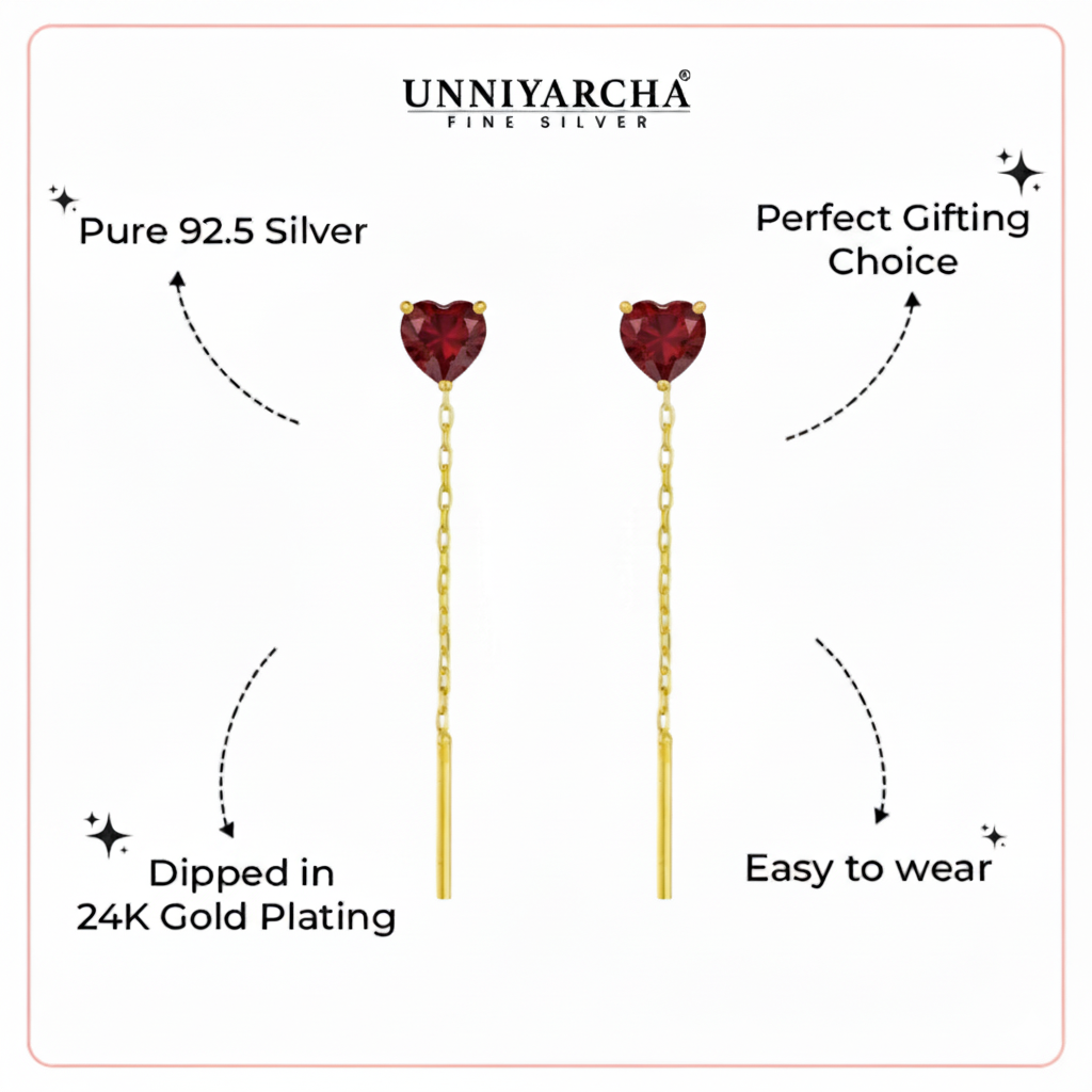 Red Love heart Silver Sui dhaga