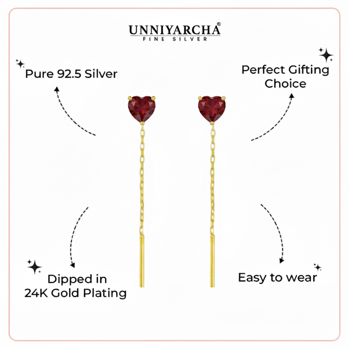 Red Love heart Silver Sui dhaga