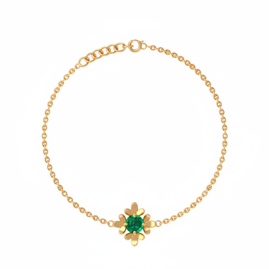 Silver 92.5 Emerald Bloom Bracelet