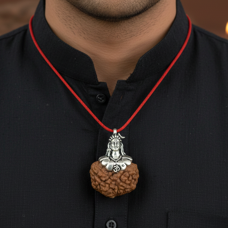 925 Silver Rudraksha Shiva ji Pendant
