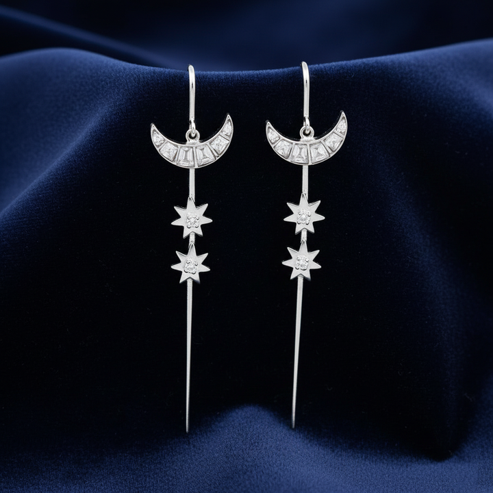 Silver Moon Star Earcuff