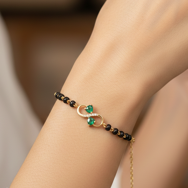 Silver Twin Heart Mangalsutra Bracelet