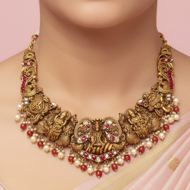 Silver 925 Divya Lakshmi Temple Haaram