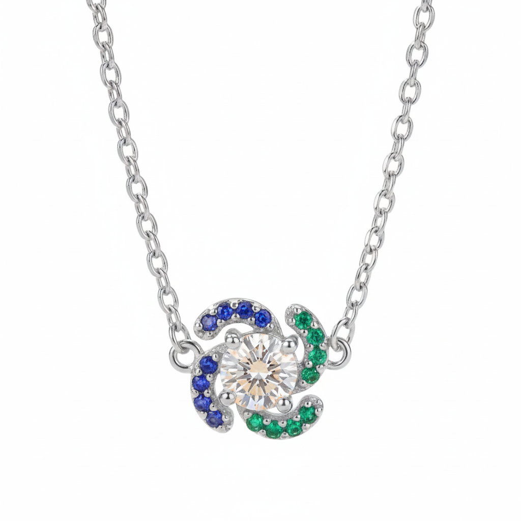 Silver 925 Crystal Crest Necklace