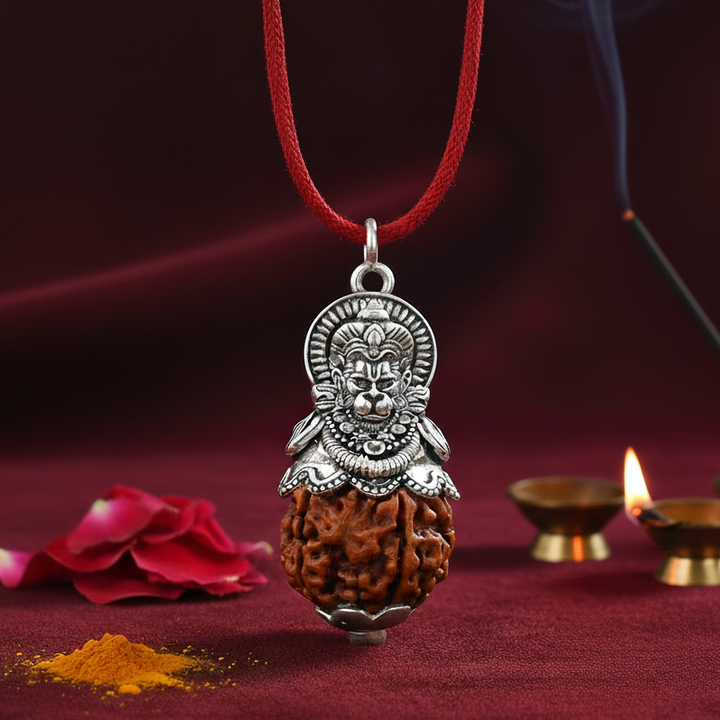 Silver Lord Hanuman Rudraksha Pendant