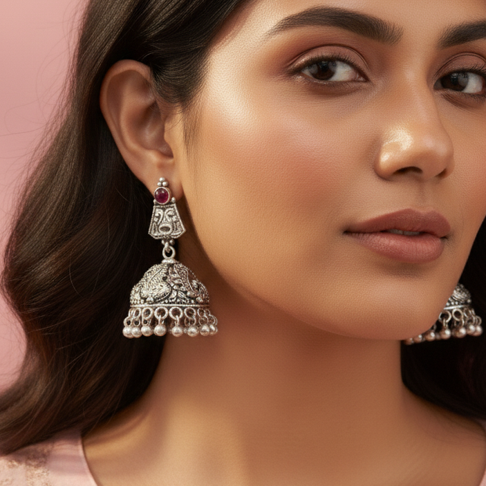 Silver 925 Jhumka Earrings