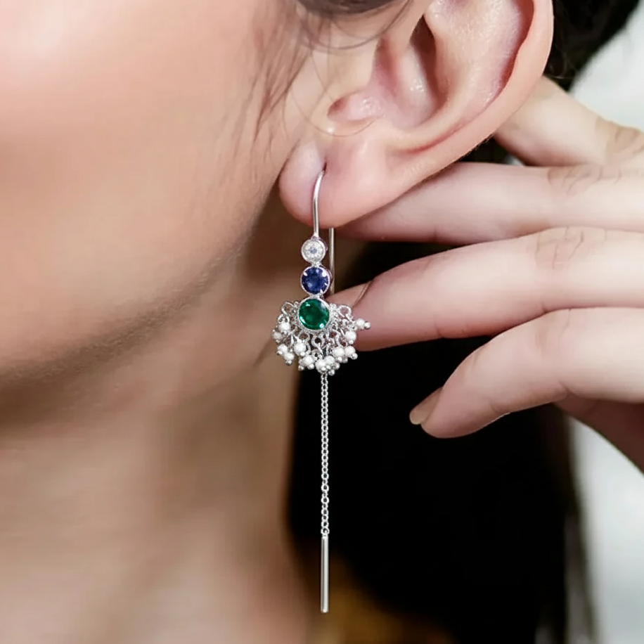 Multicolor Silver 92.5 Sui Dhaga Earring