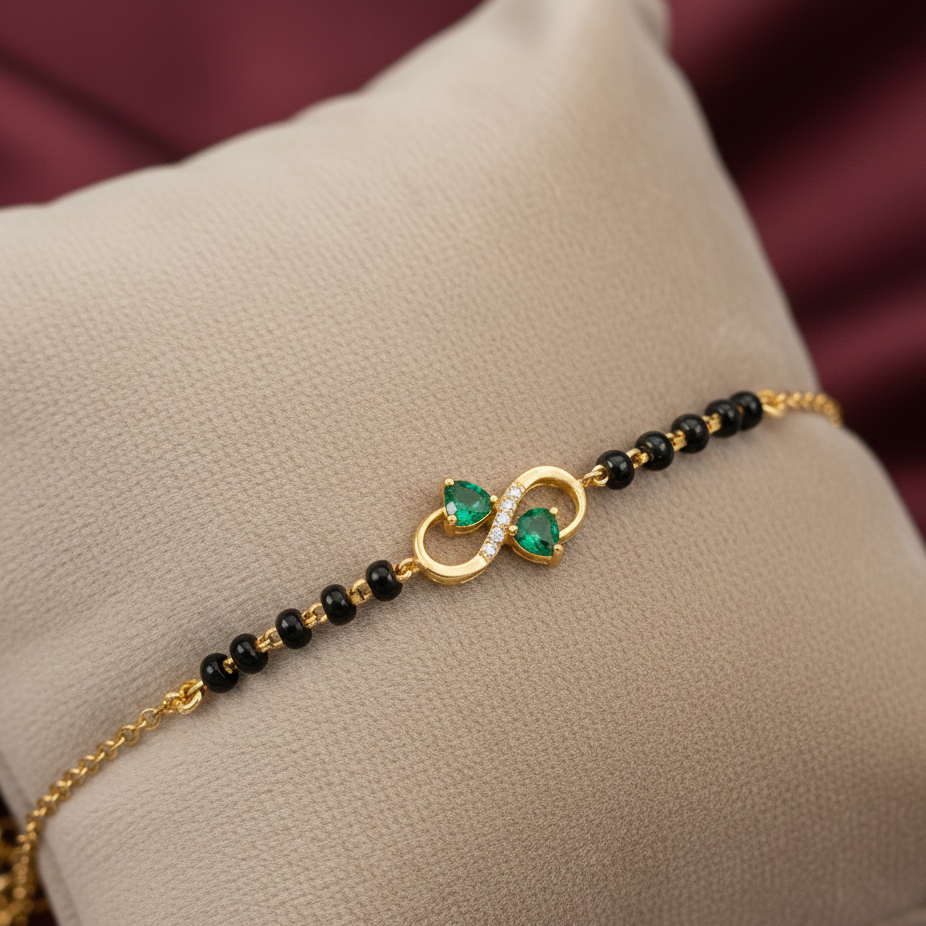 Silver Twin Heart Mangalsutra Bracelet