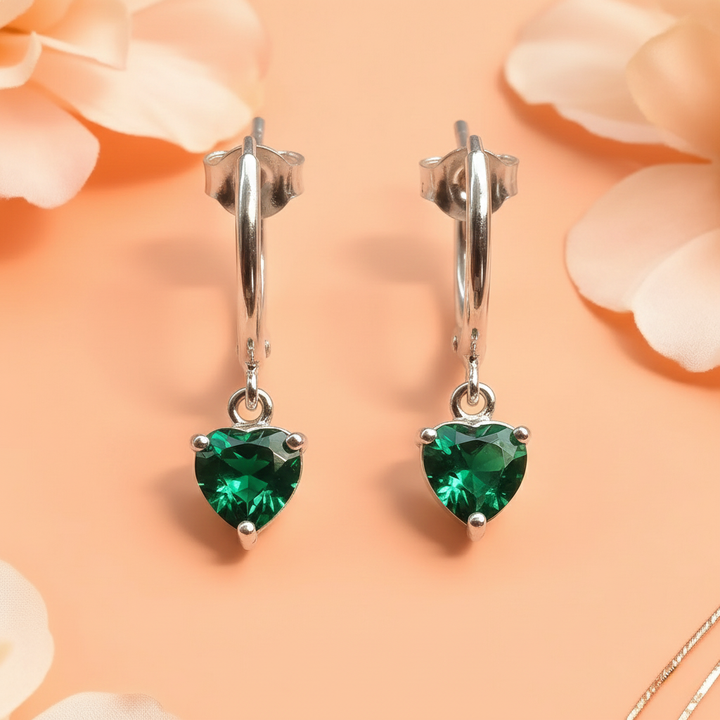 Silver heart hoop earrings