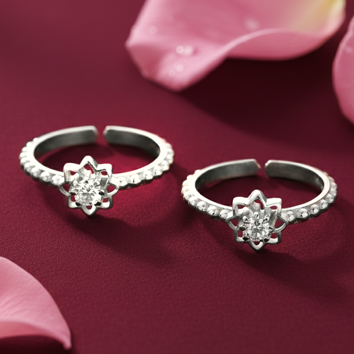 92.5 Sterling Silver Flower Toe Ring