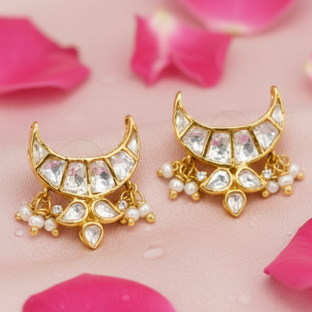 Pure Silver Chand Stud Earrings