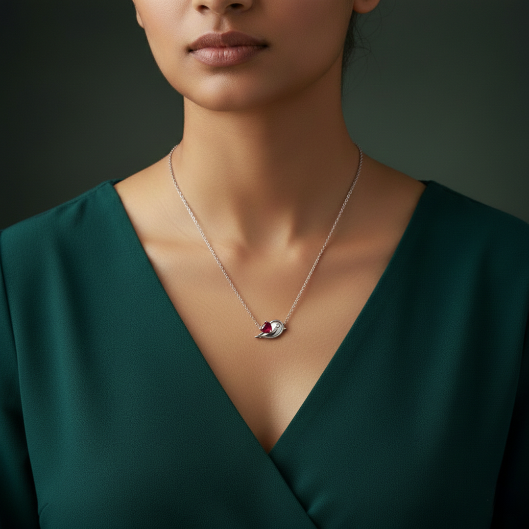 Unniyarcha 925 Silver Love Bird Necklace