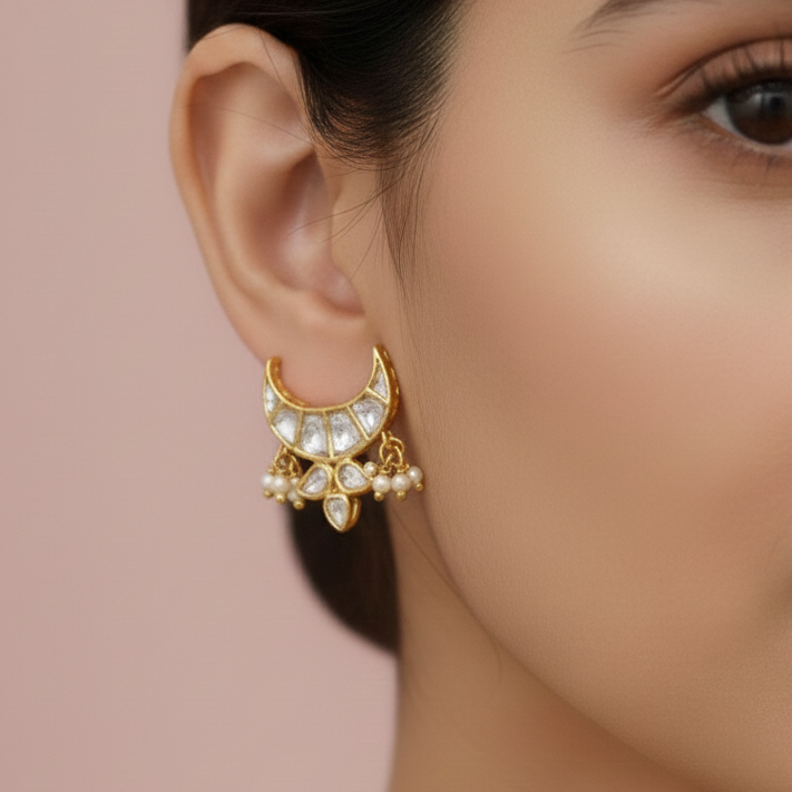 Pure Silver Chand Stud Earrings