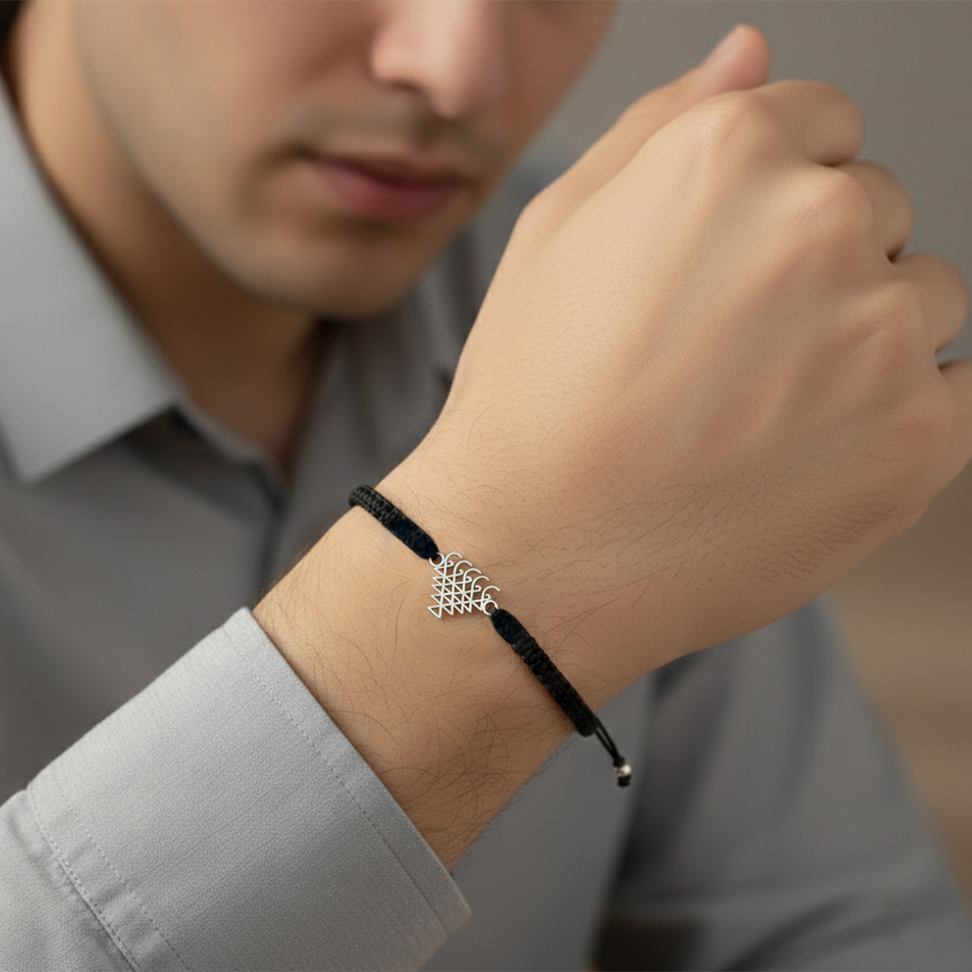 925 Pure Silver Saraswati Yantra men Bracelet