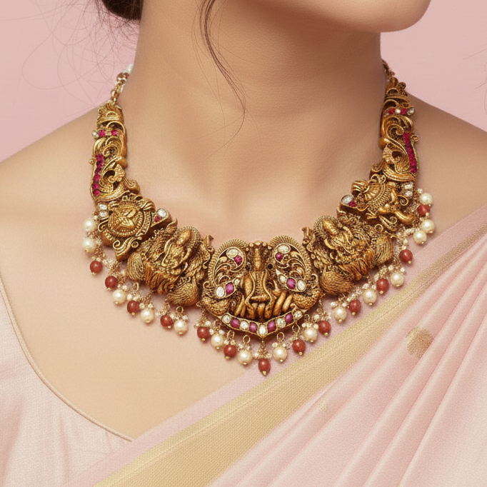 Silver 925 Divya Lakshmi Temple Haaram