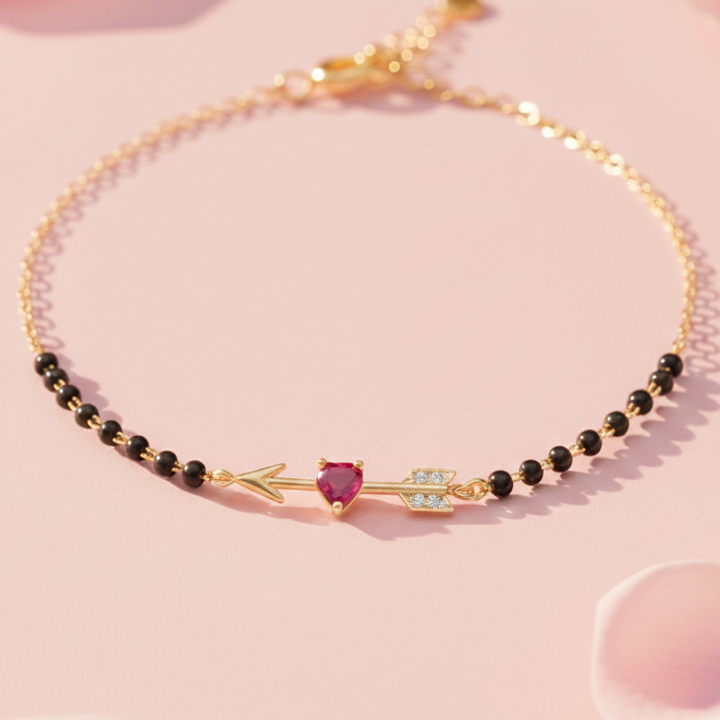 Silver Cupid's Arrow Mangalsutra Bracelet