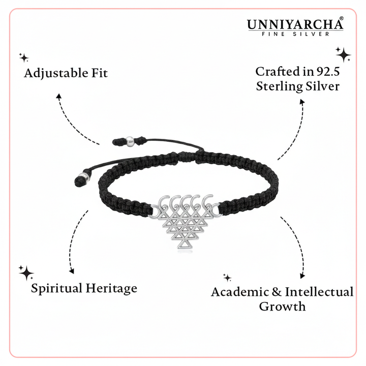 925 Pure Silver Saraswati Yantra men Bracelet