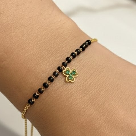 Silver Lucky Clover Mangalsutra Bracelet