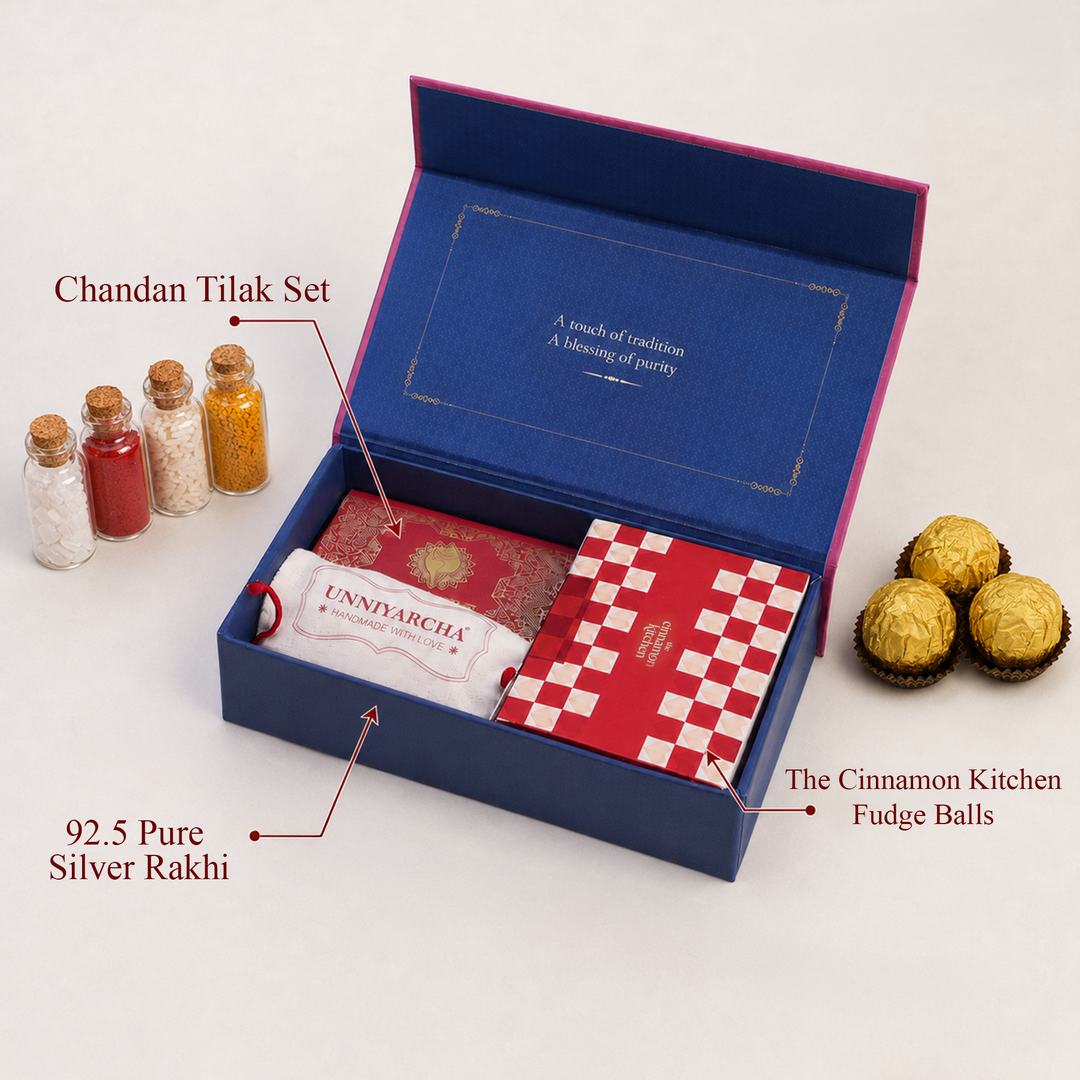 Pure 92.5 Silver Shivling Trishul Rakhi with Chandan Tilak Set