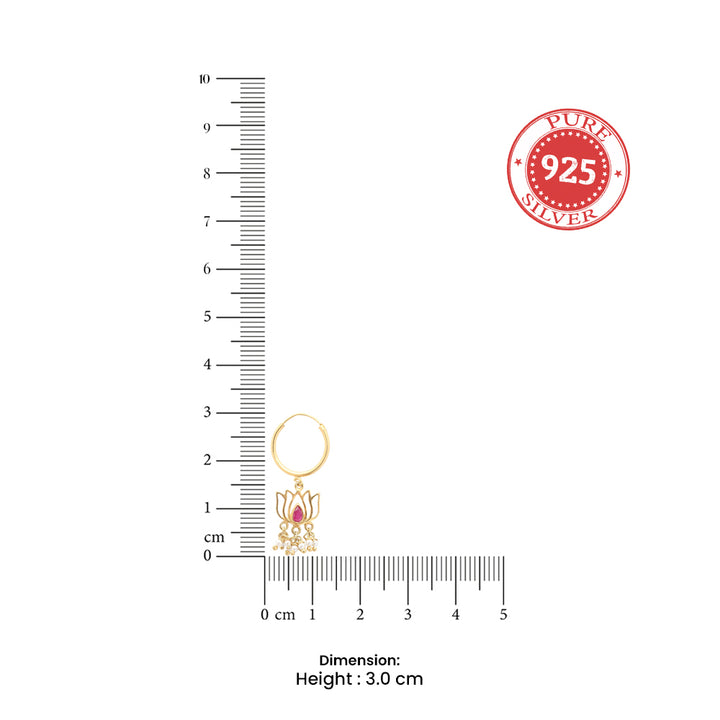 92.5 Sterling Silver Gold Plated Lotus Drop Bali Earrings