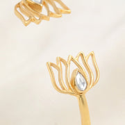 Gold Plated Silver Kundan Lotus Cuff