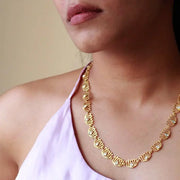 Gold Plated Silver Long Lotus Necklace