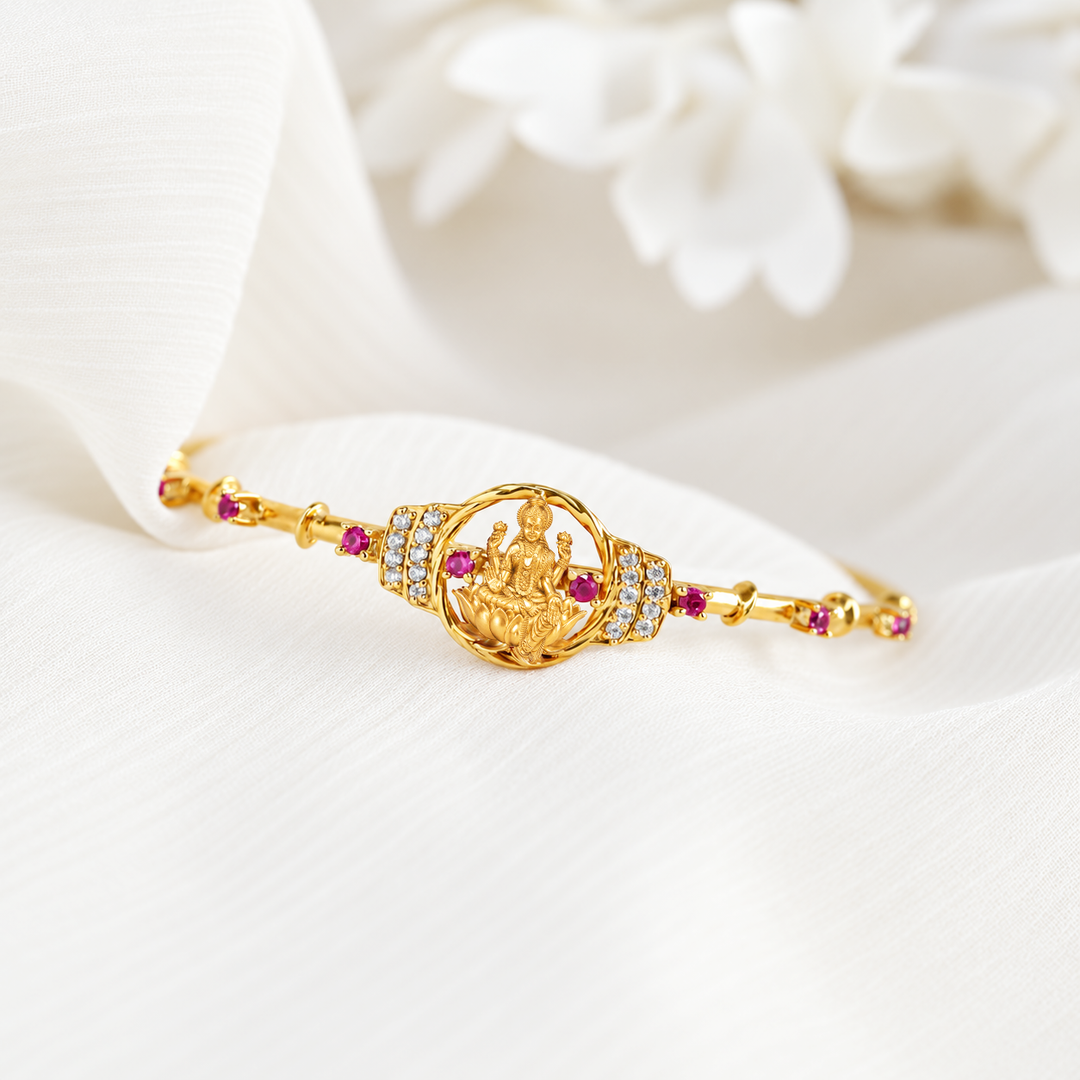 Dhan Lakshmi Ruby Stone Cuff Bracelet