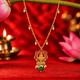 Silver 925 Dhan Lakshmi Lotus Green Drop Pendant Necklace