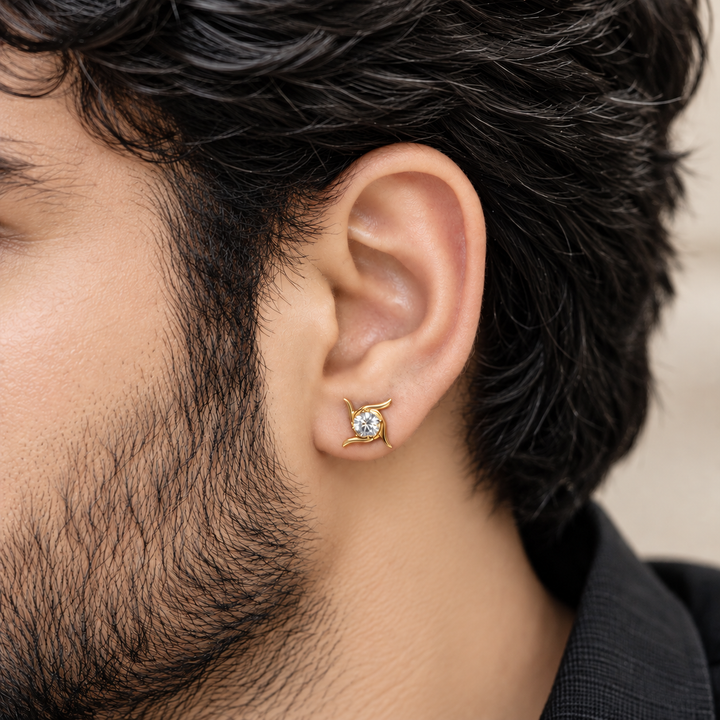 Silver 925 Swastik Solitaire Stud Earrings