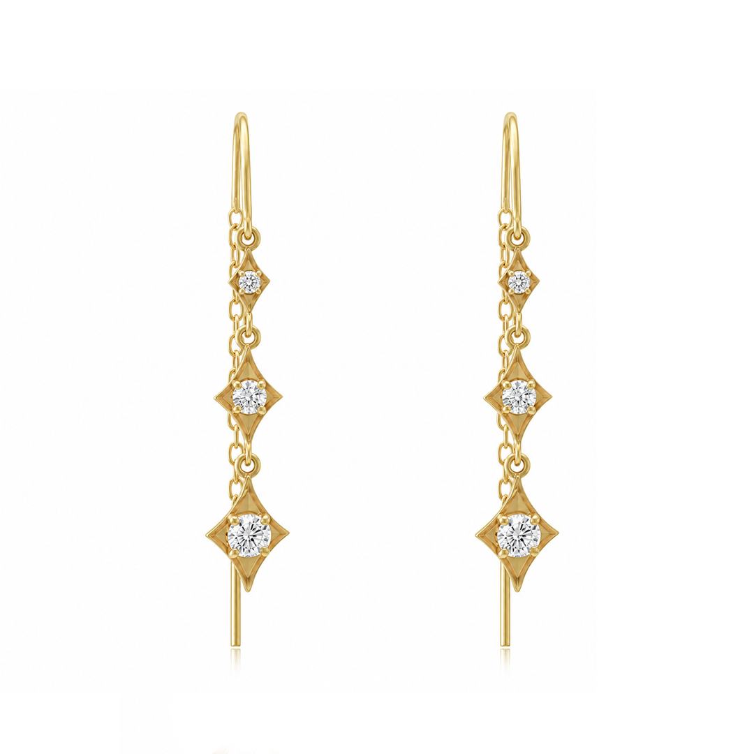 925 Silver Patakha Star Sui Dhaga Earrings