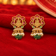 Silver 925 Dhan Lakshmi Lotus Green Drop Earrings