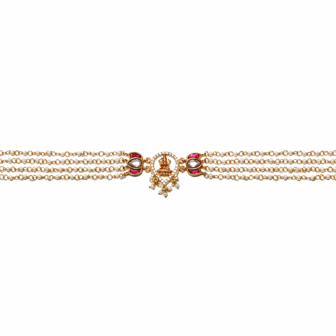 Silver Dhan Lakshmi Kundan Pearl Choker Necklace