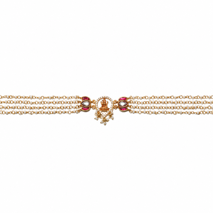 Silver Dhan Lakshmi Kundan Pearl Choker Necklace