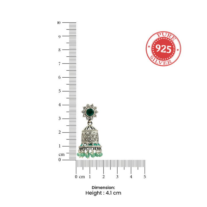 Green Sunflower Jhumka Earrings