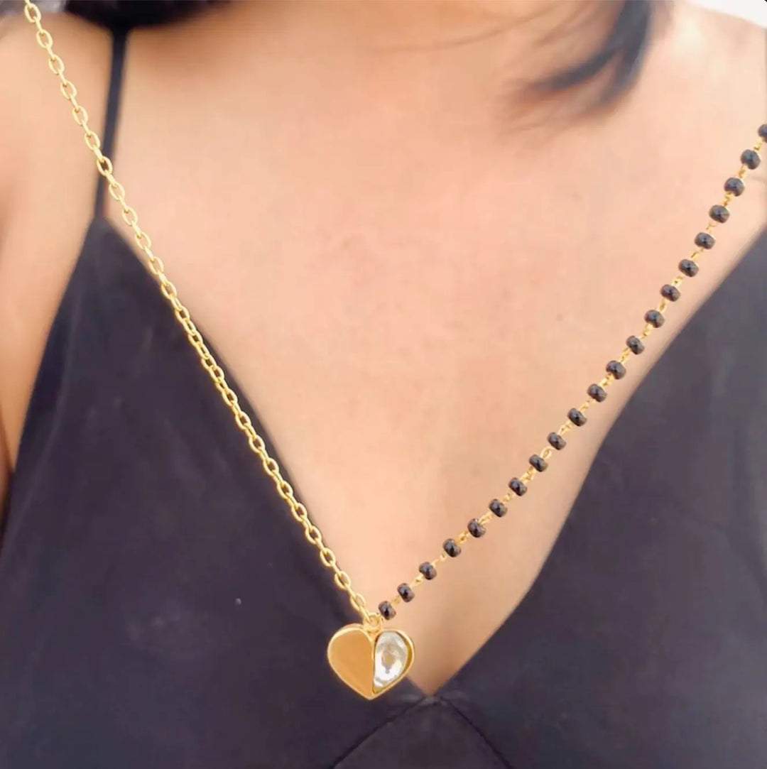Kundan Heart Mangalsutra necklace Silver 92.5