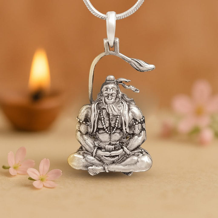 925 Sterling Silver Meditating Shri Hanuman Ji Pendant