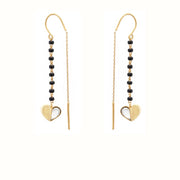 Heart with half stone chain mangalsutra earring