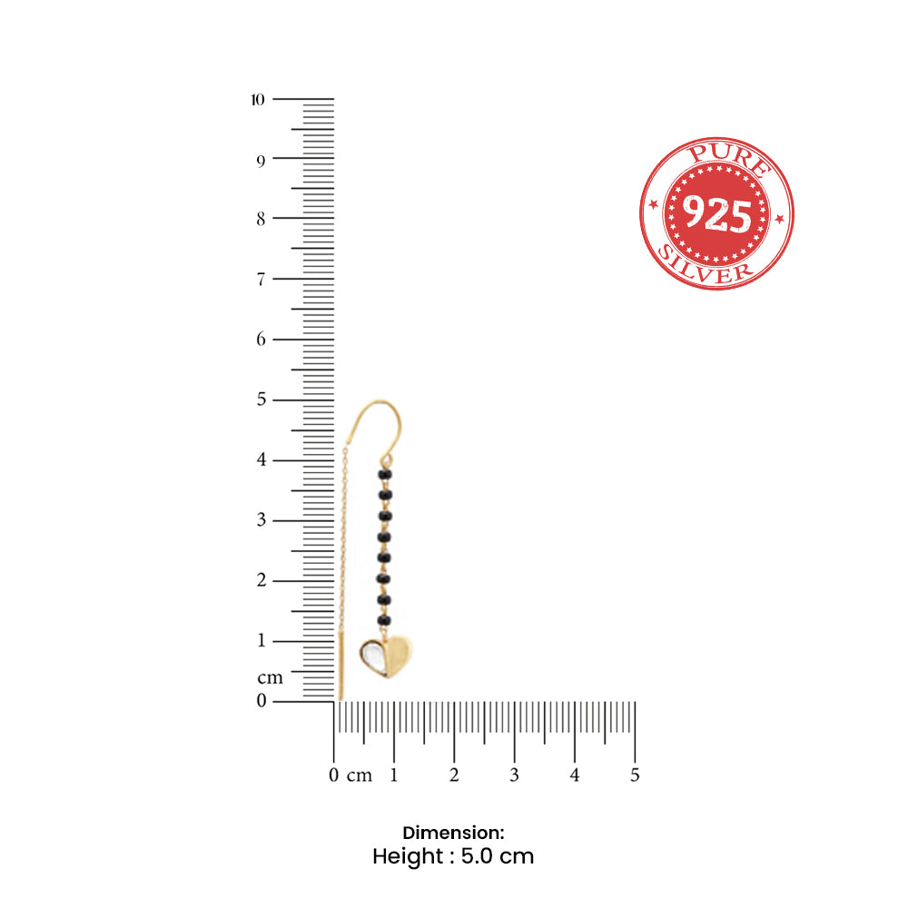 92.5 Sterling Silver Kundan Heart Mangalsutra Earring