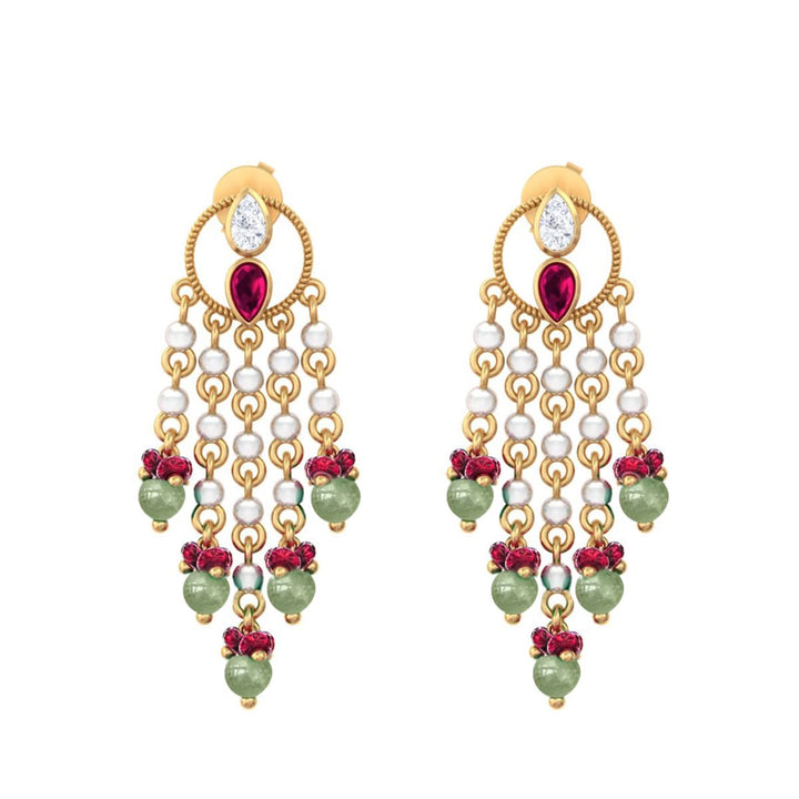 925 Pure Silver Gold-Plated Heirloom Festive Chandelier Earrings