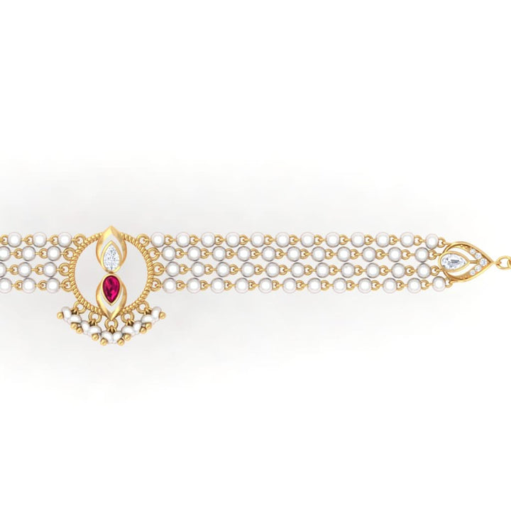 925 Pure Silver Gold-Plated Heirloom Pearl Choker Necklace