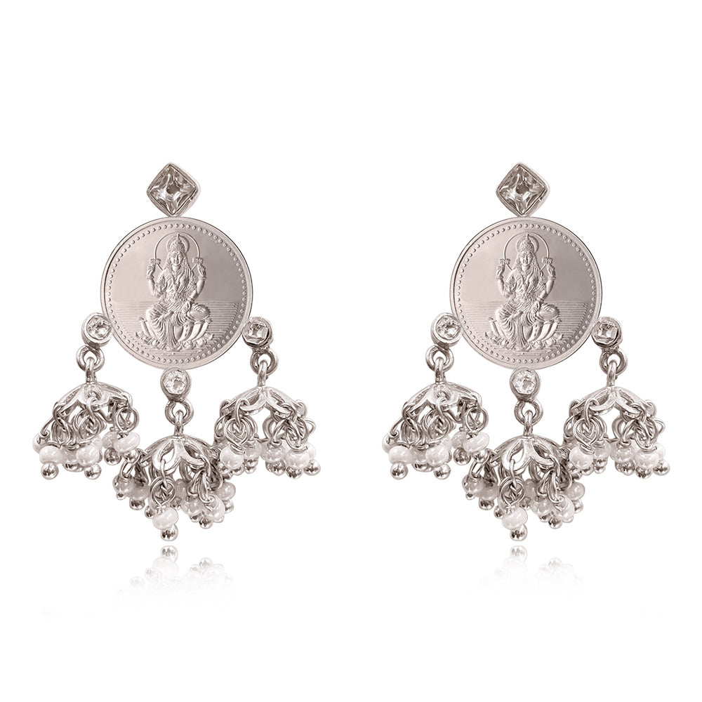 Kuber 999 Silver Dangling Jhumki Earrings