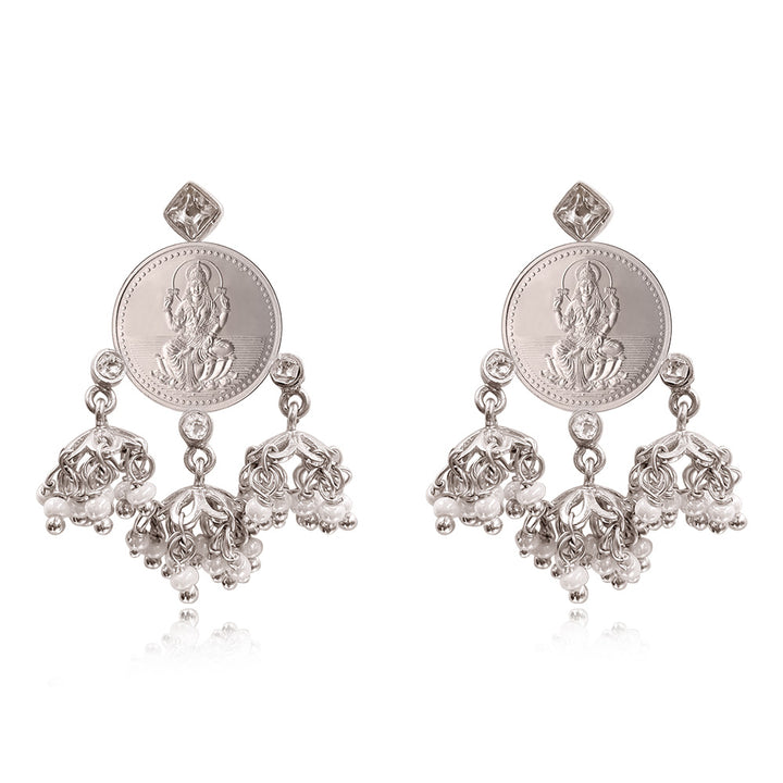 Kuber 999 Silver Dangling Jhumki Earrings