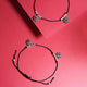 92.5 Sterling Silver Black thread flower Anklet