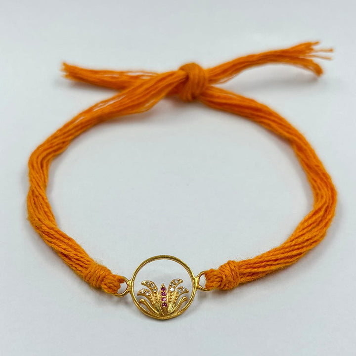 Pure Silver Gold Plated Lotus Rakhi